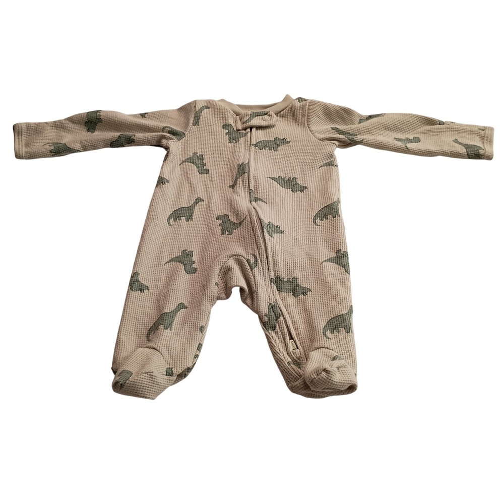 Carters Just One You Newborn Dinosaur Waffle Knit Zip Up Footed Sleeper Gray